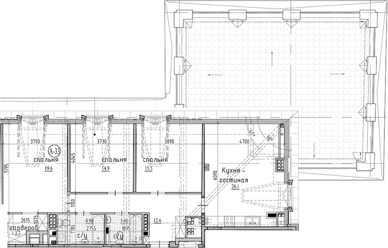 3-комнатная квартира 100.9 м², 6/7 эт., ЖК «Северная Корона»